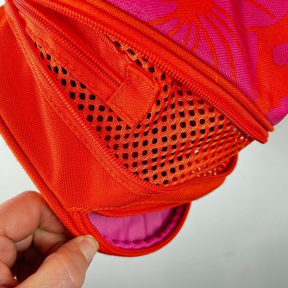 Speedo Canvas Drawstring Bucket Tote Bag Pink Orange Hibiscus Print Pool Beach - Picture 5 of 9